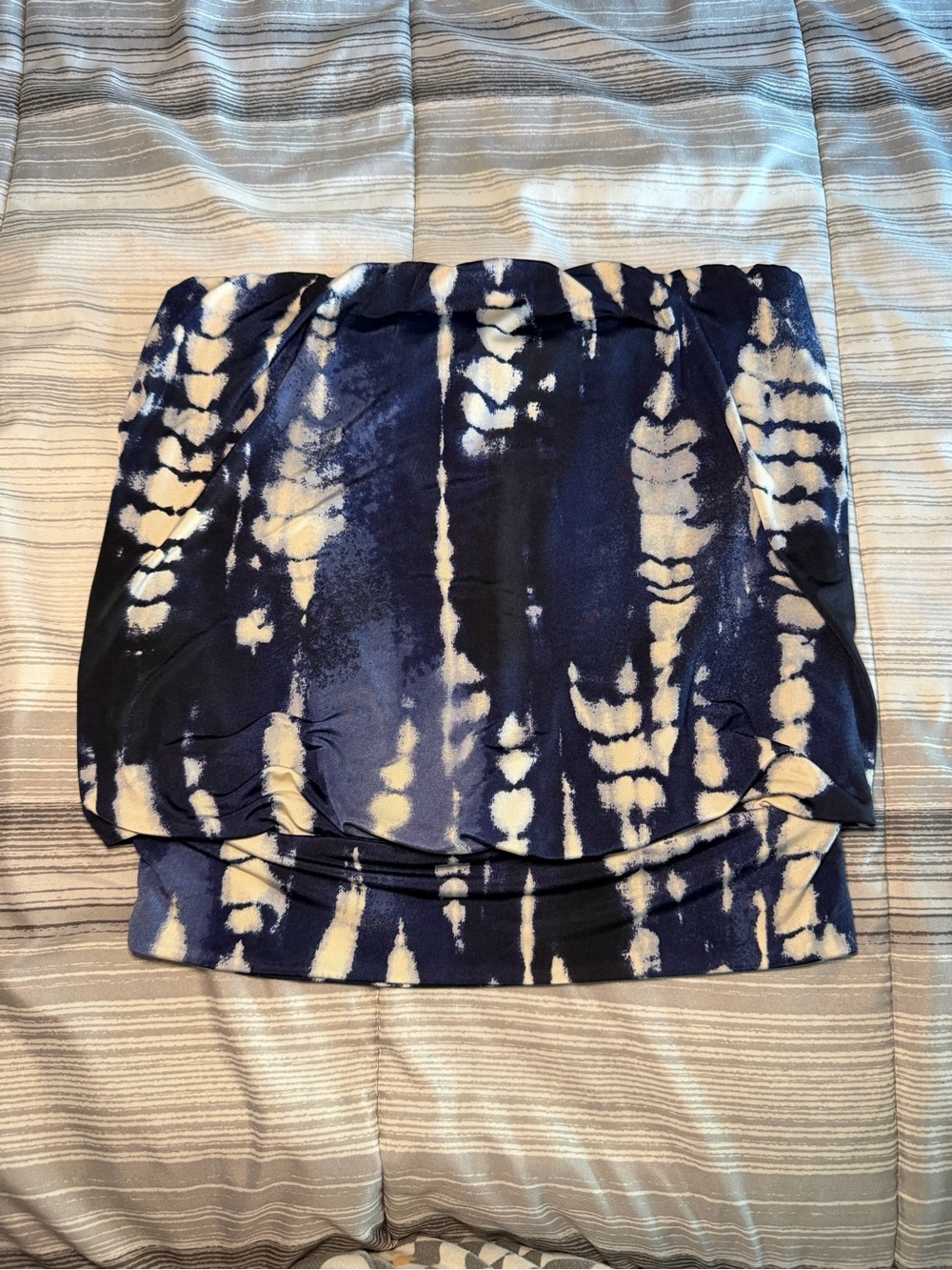 Women’s Strapless Tie-Dye Tube Top - Navy and Cream